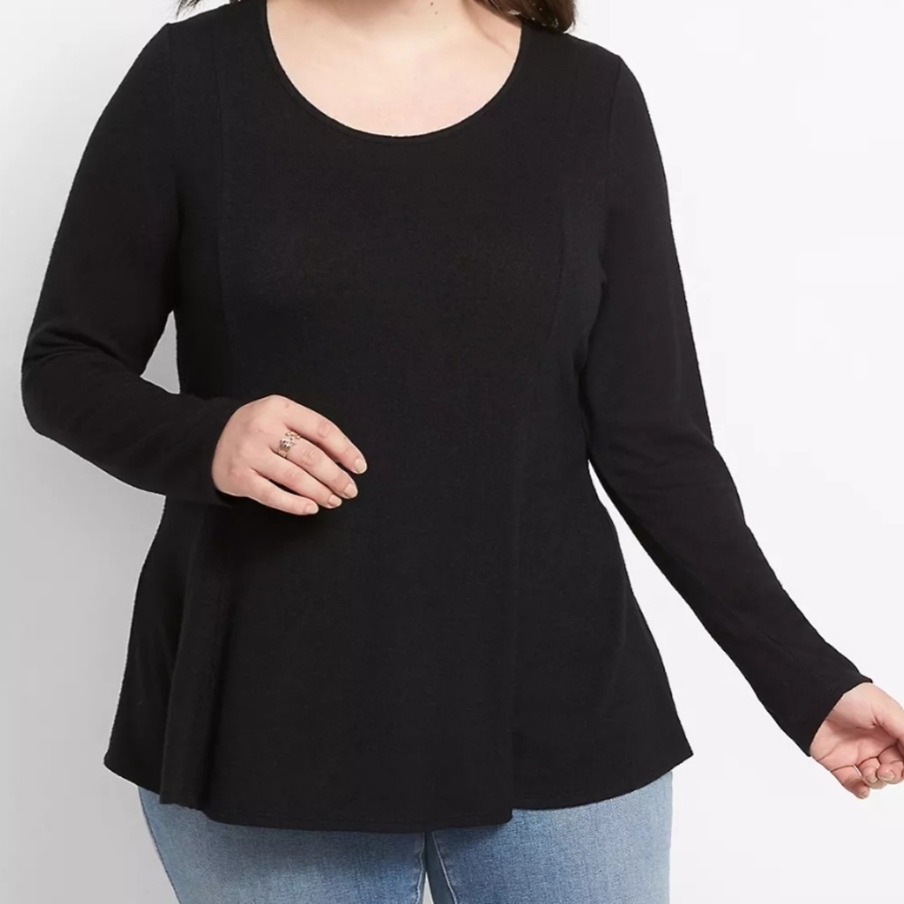 18/20 Lane Bryant Black Fit & Flare Hacci Top